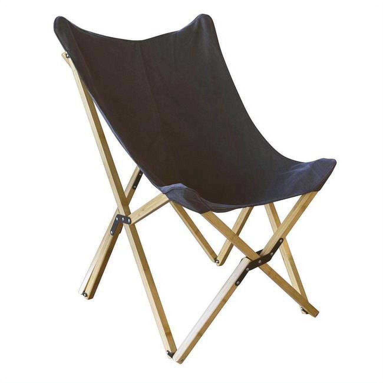 Elegant Canvas and Bamboo Folding Butterfly Chair - Black