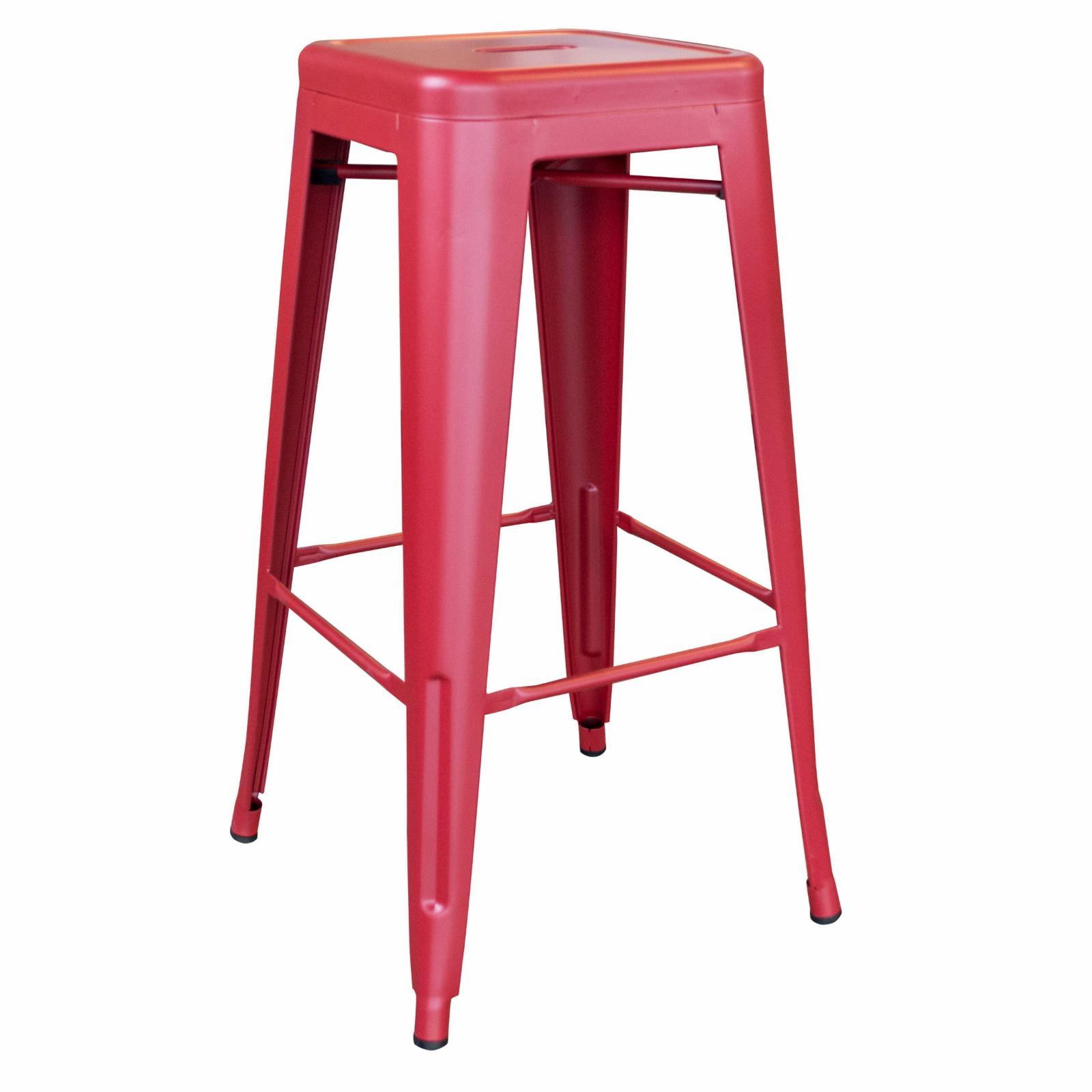 Red 30" Zinc Metal Indoor/Outdoor Bar Stools - Set of 2