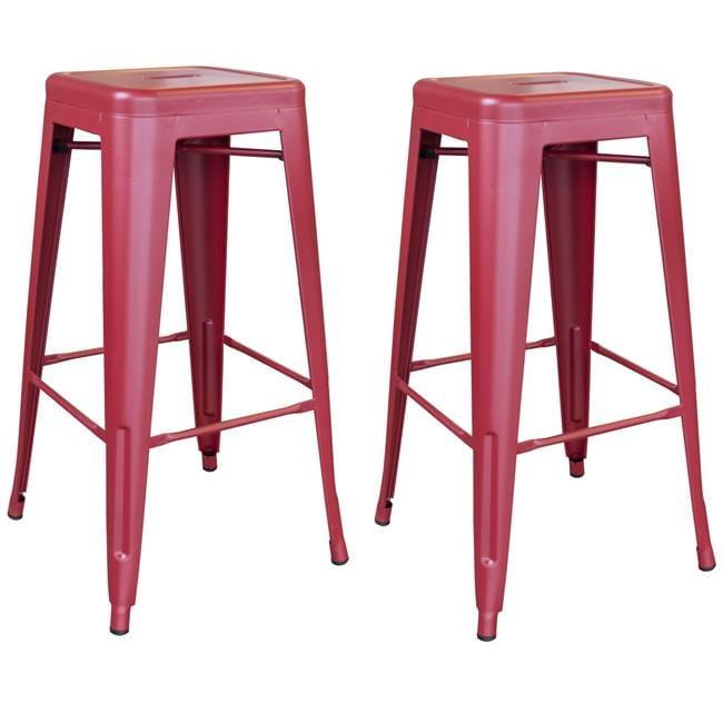 Red 30" Zinc Metal Indoor/Outdoor Bar Stools - Set of 2