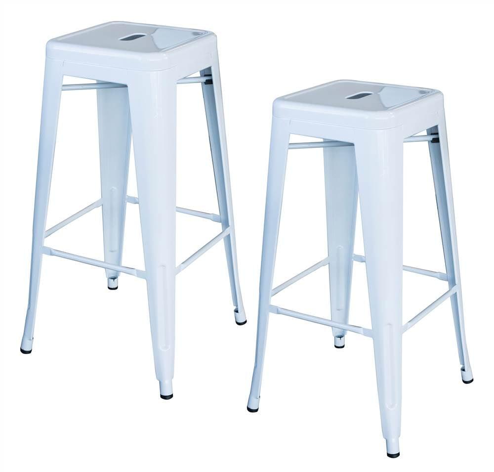 Modern Farmhouse 30" White Metal Bar Stool, Set of 2