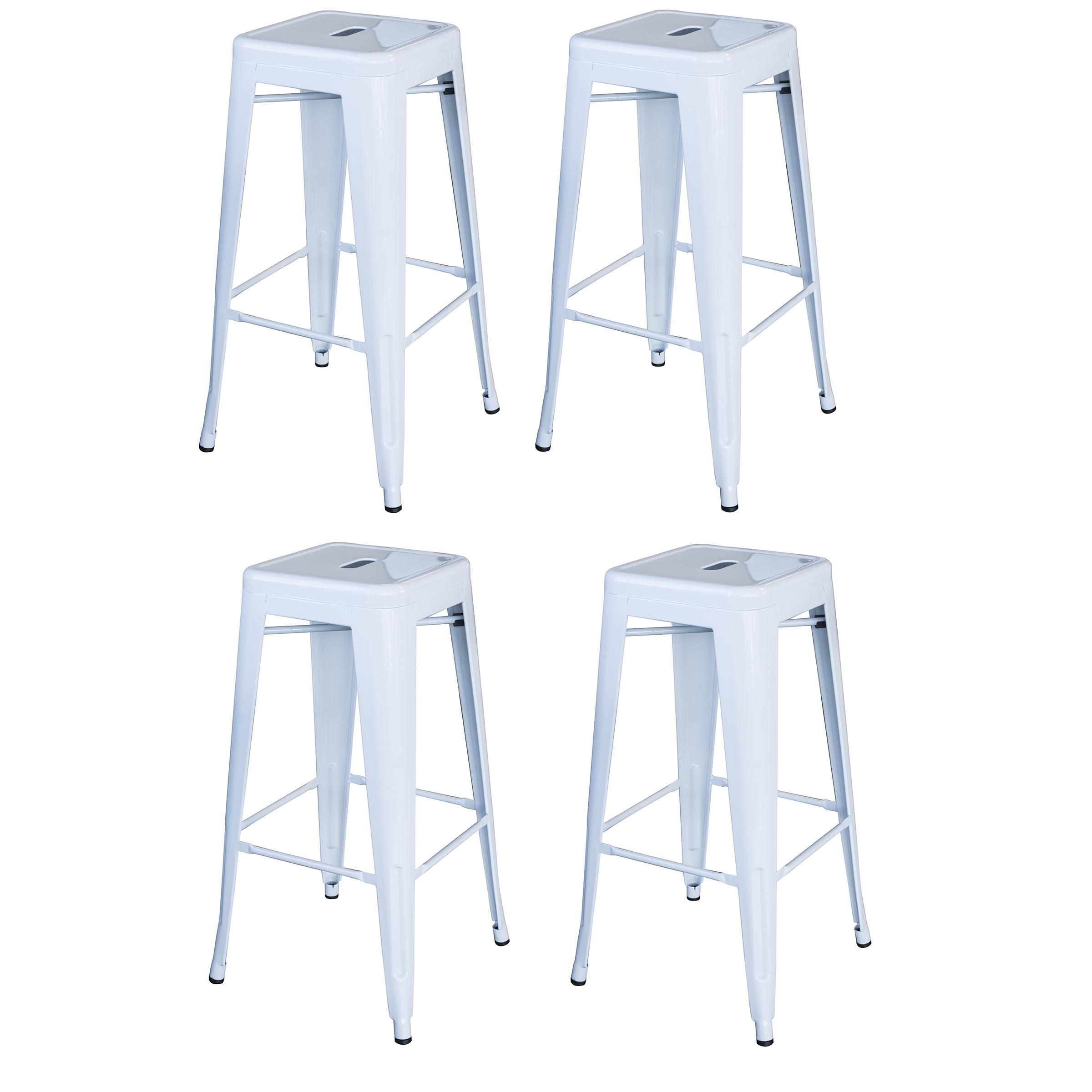 Loft Series Modern Metal 30" White Bar Stool - Set of 4