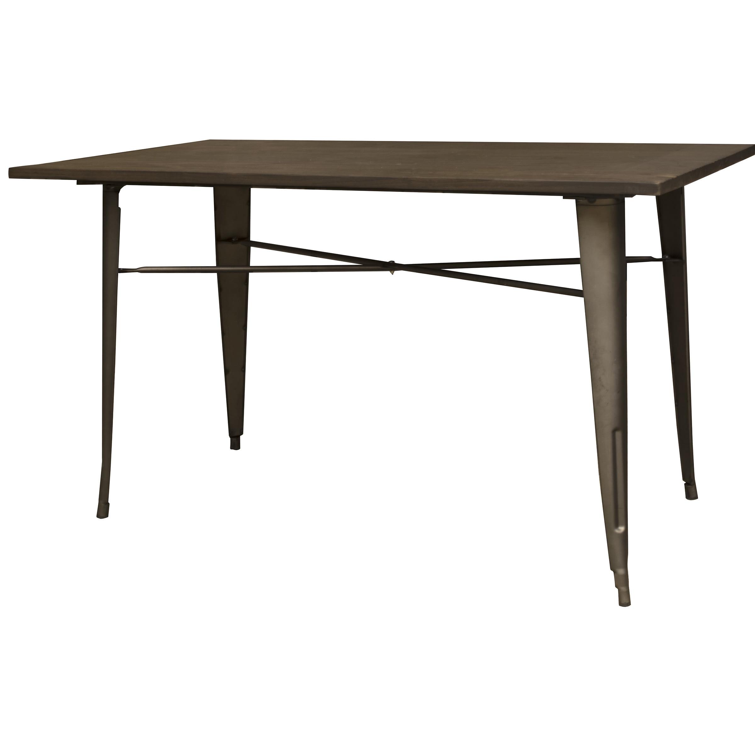 Elm and Gunmetal Industrial Dining Table for Six