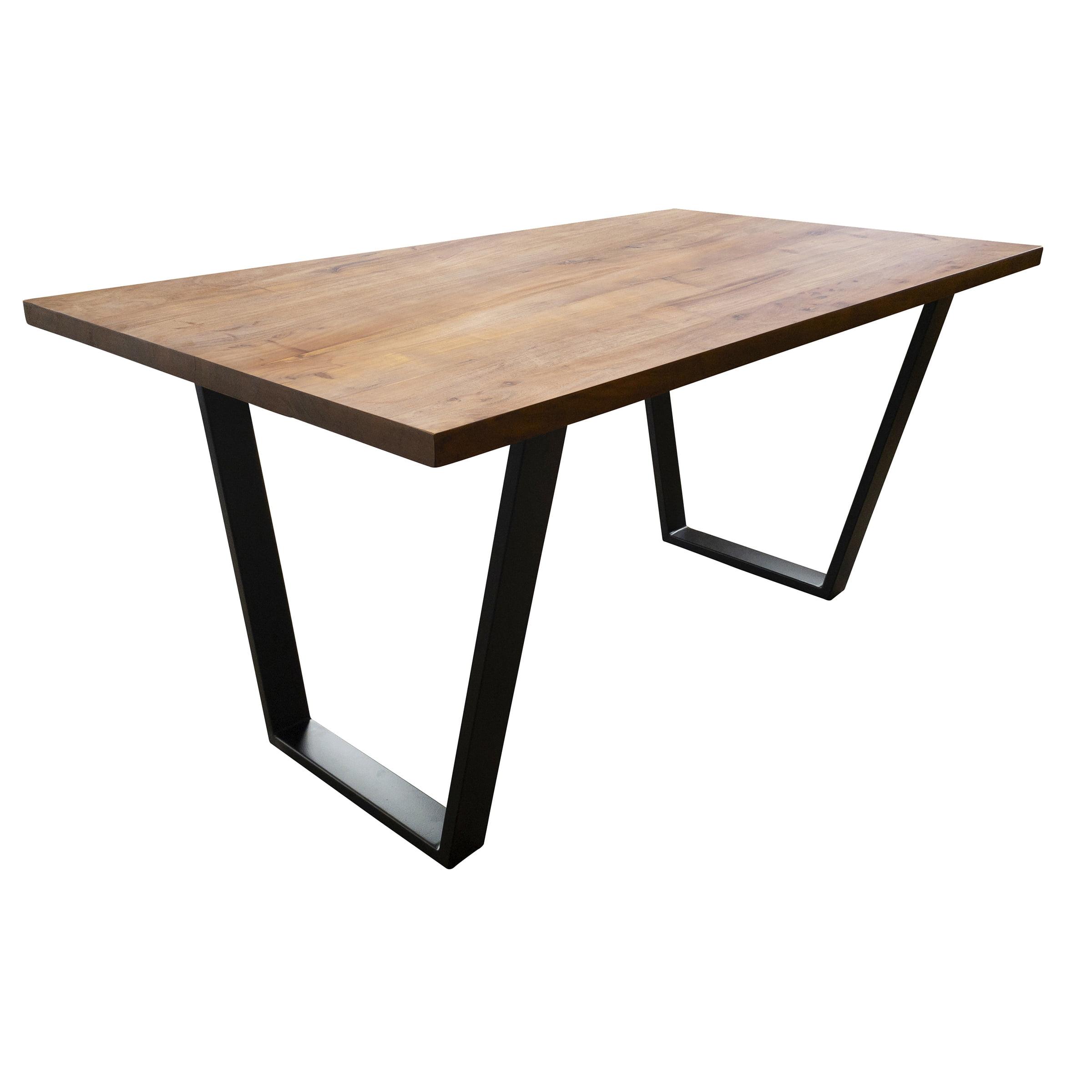 Acacia Wood Rectangular Dining Table with Metal Legs