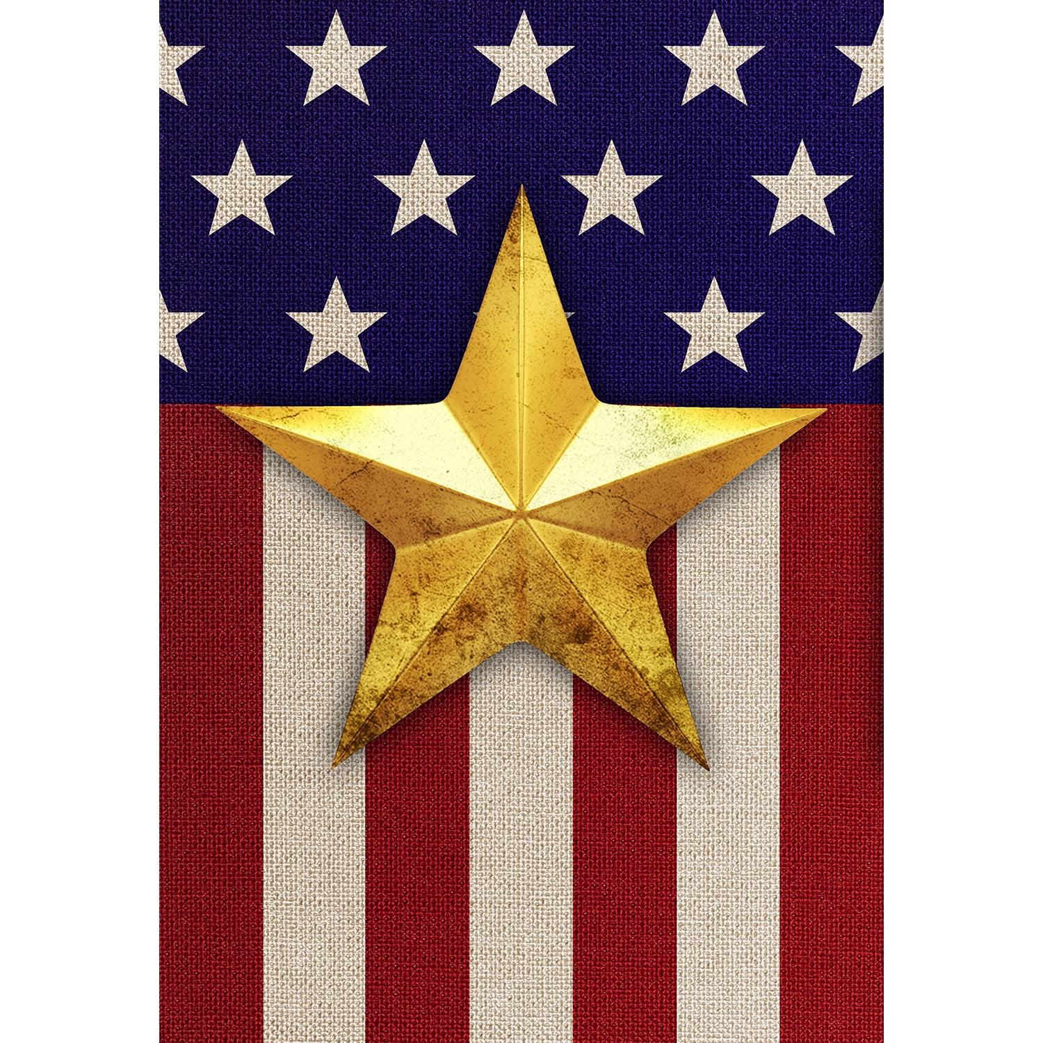 America Forever 4th of July Garden Flag 12.5 x18 Inch Double Sided Yard Outdoor Decorative Independence Day Patriotic Stars and Stripes USA Gold Star American Garden Flag