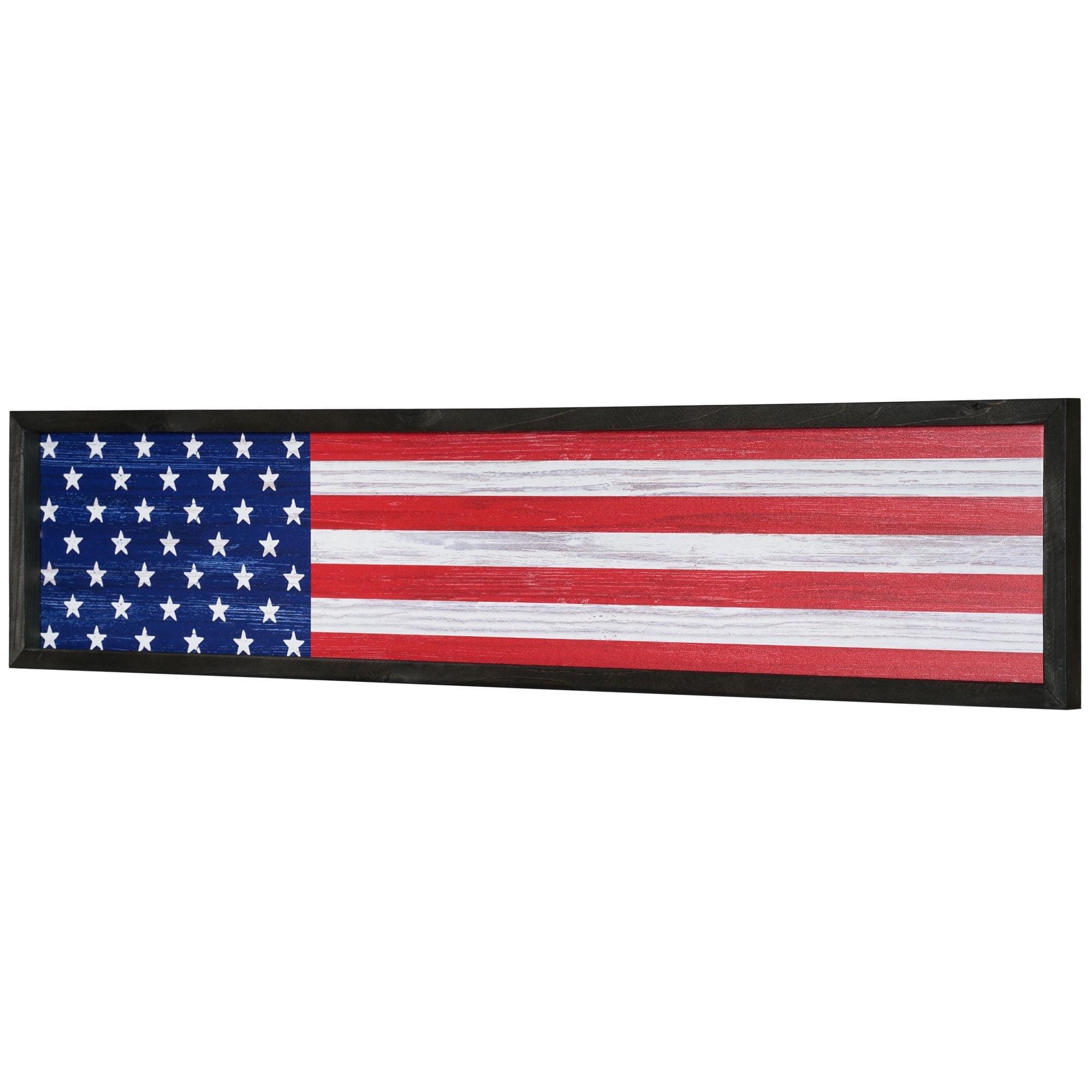 American Art Decor American Flag Wood Novelty Wall Sign - 36" x 8"