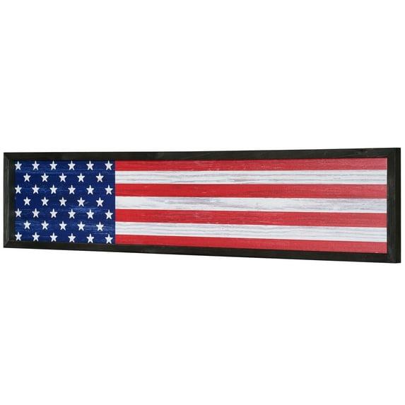 American Art Decor American Flag Wood Novelty Wall Sign - 36" x 8"