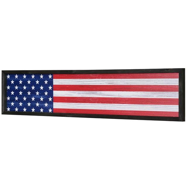 American Art Decor American Flag Wood Novelty Wall Sign - 36" x 8"
