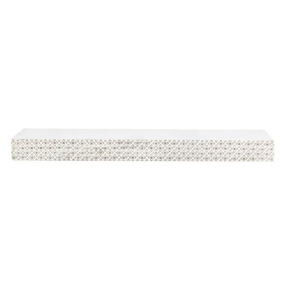 American Art Decor Large Rustic Embossed Wood Decorative Floating Wall Mounted Shelf - White - 36.25" L x 3" H x 8.6" D
