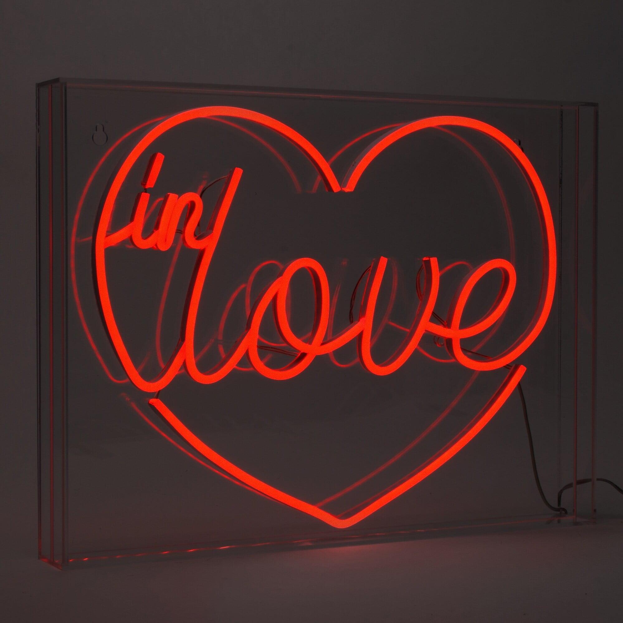 Red Heart-Shaped Neon LED Acrylic Box Sign