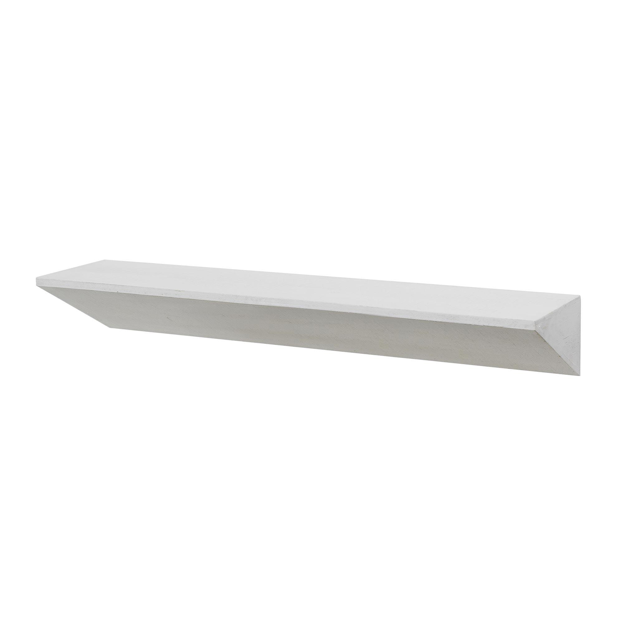 White Wedge Wood Floating Wall Shelf, 39"