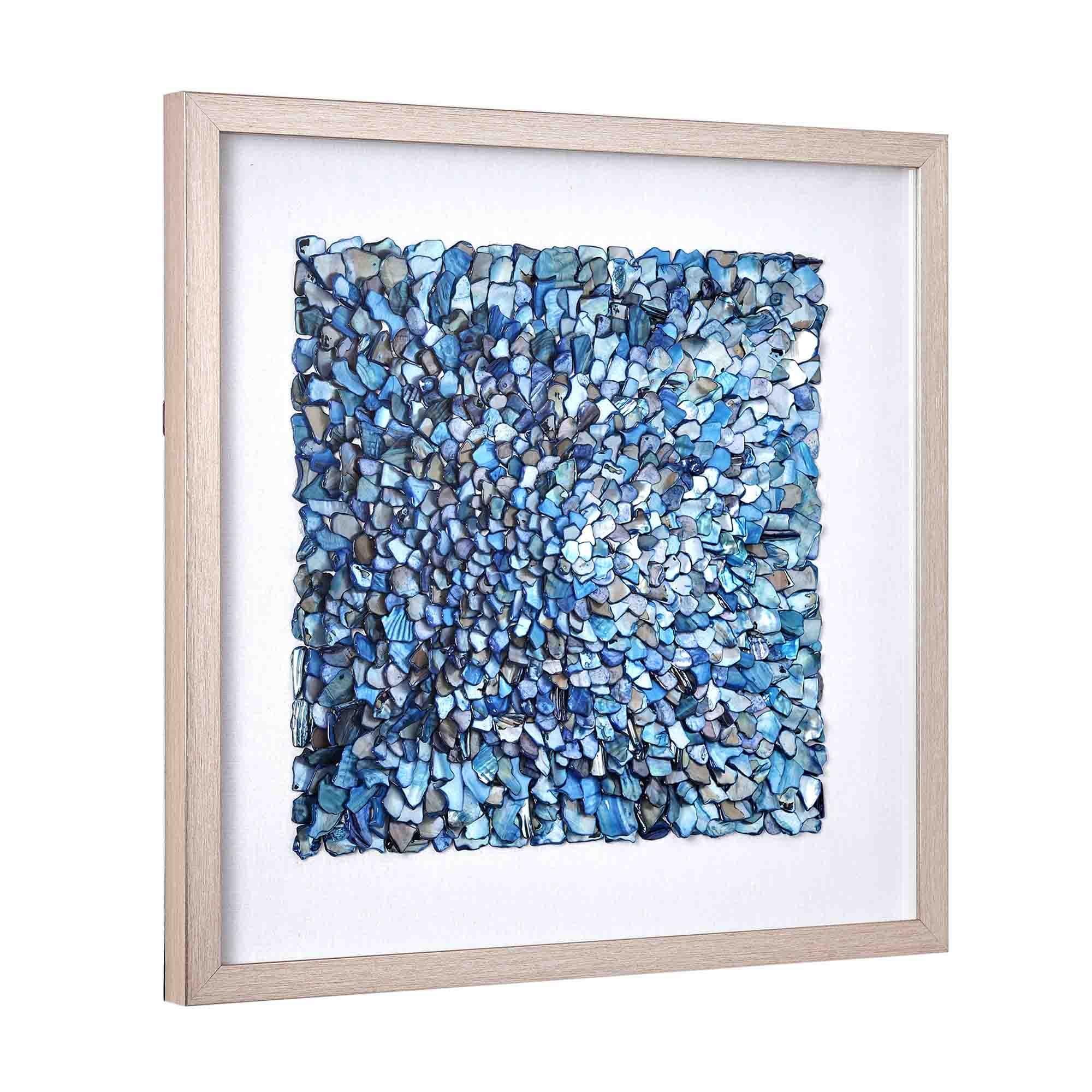 American Art Decor Seashell Wall Decor in Shadowbox Frame - 19.69" x 19.69" x 1.18"