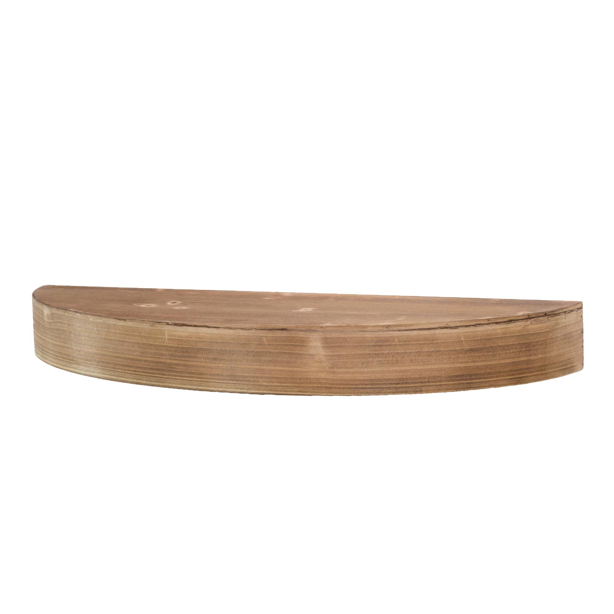 Rustic Oval Brown Wood 28" Floating Wall Shelf