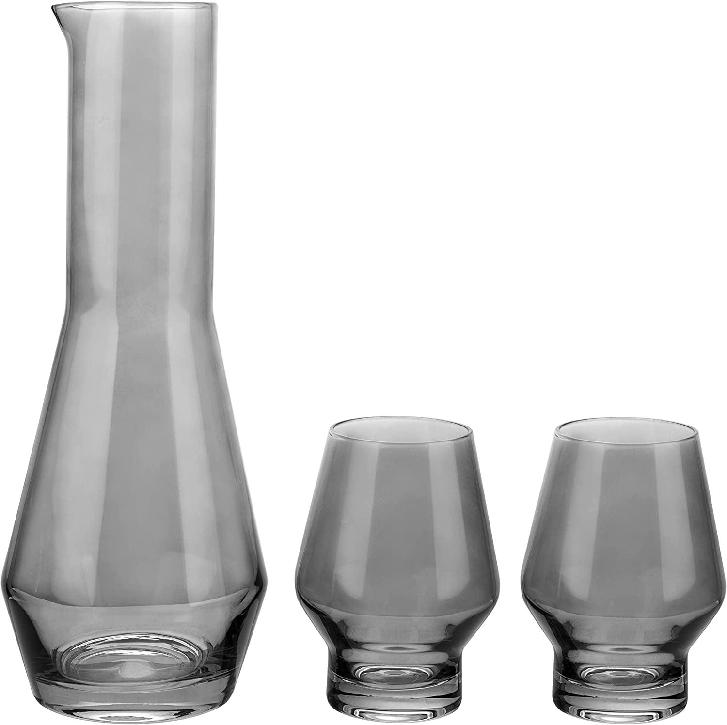 Gray Glass 3-Piece Carafe and Tumbler Set