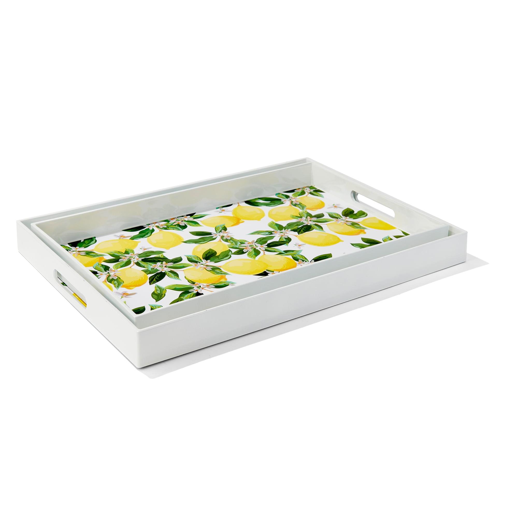 Blossoms & Lemons Durable Polypropylene Serving Tray Set