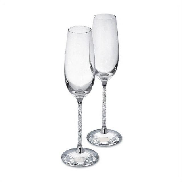 American Atelier Champagne Flutes Set of 2, Gem Filled Stem Toasting Glasses, Giftware for Anniversaries, Engagements, or Holidays, 10" Tall
