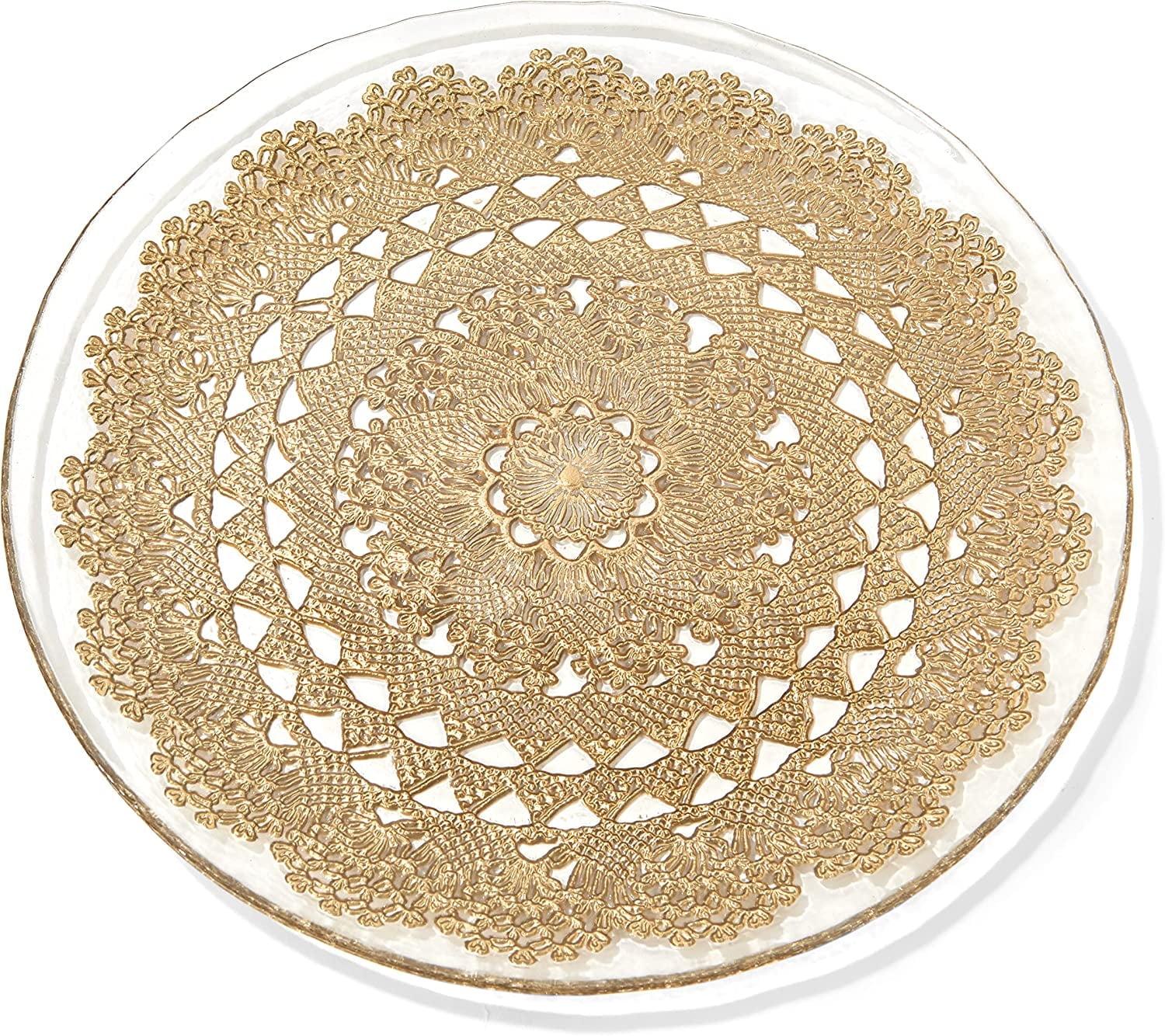 Gold and Clear Melamine Decorative Charger Plate, 13"