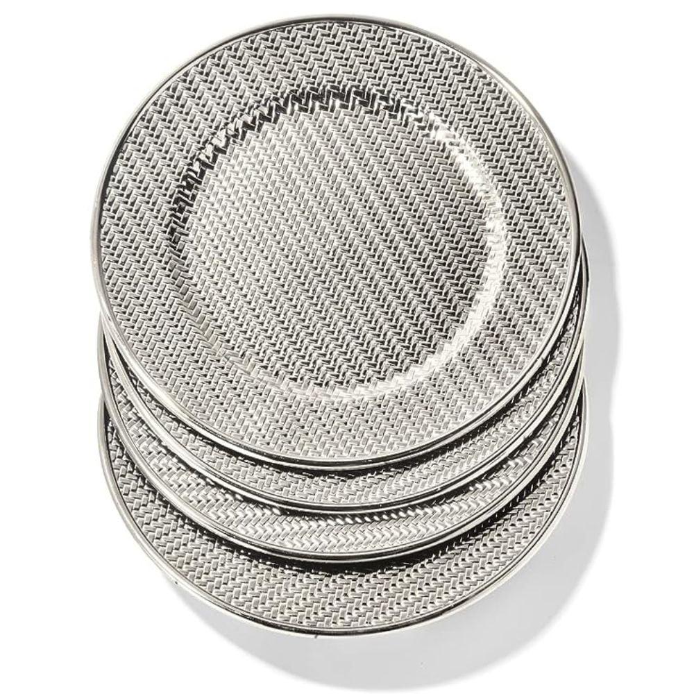 Aubrey Silver 13" Melamine Decorative Charger Plates Set of 4