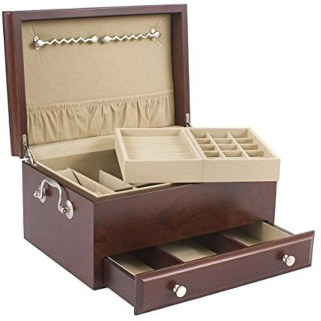 American Chest Wood Jewelry Box + Drawers