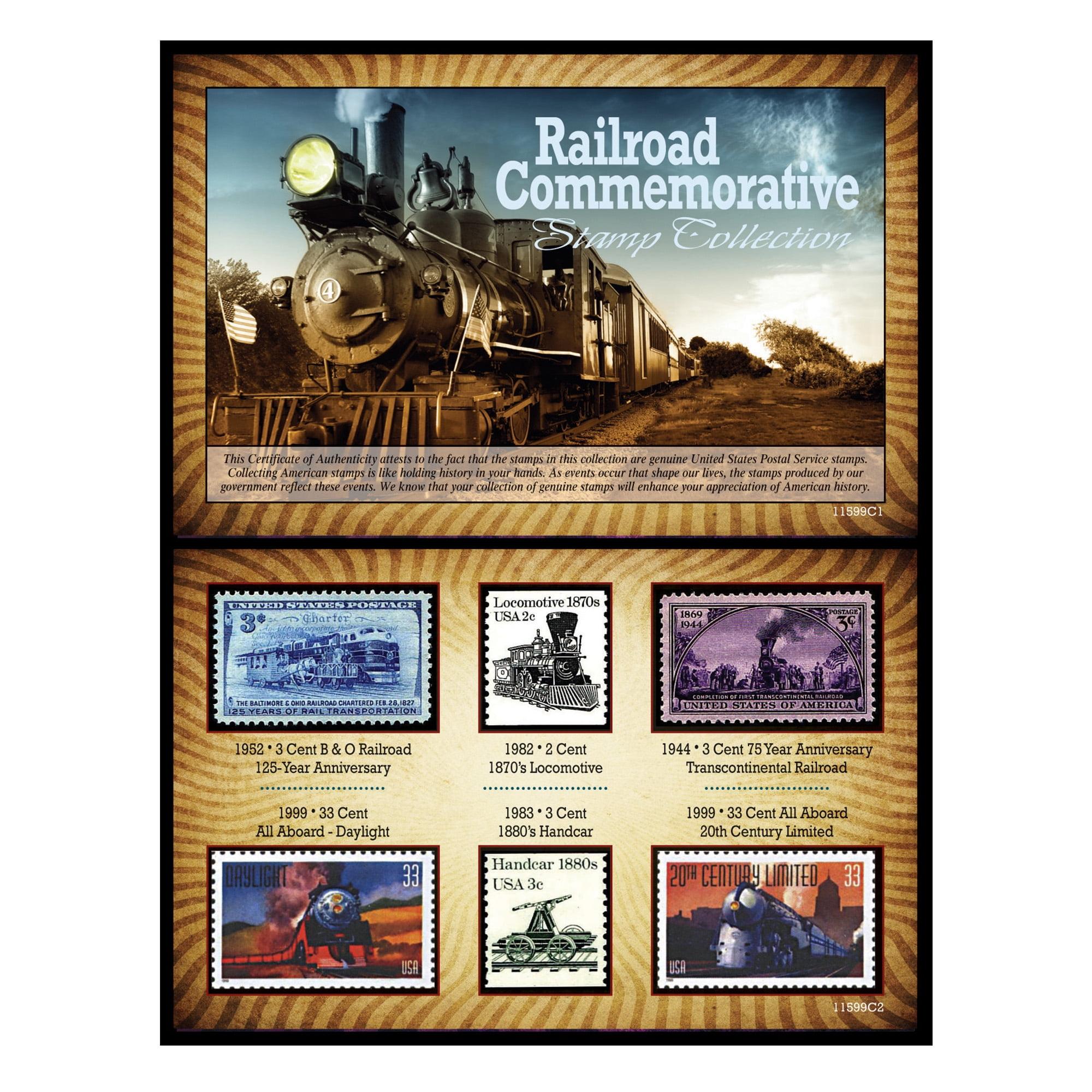 Railroad Commemorative Stamp Collection with Certificate of Authenticity