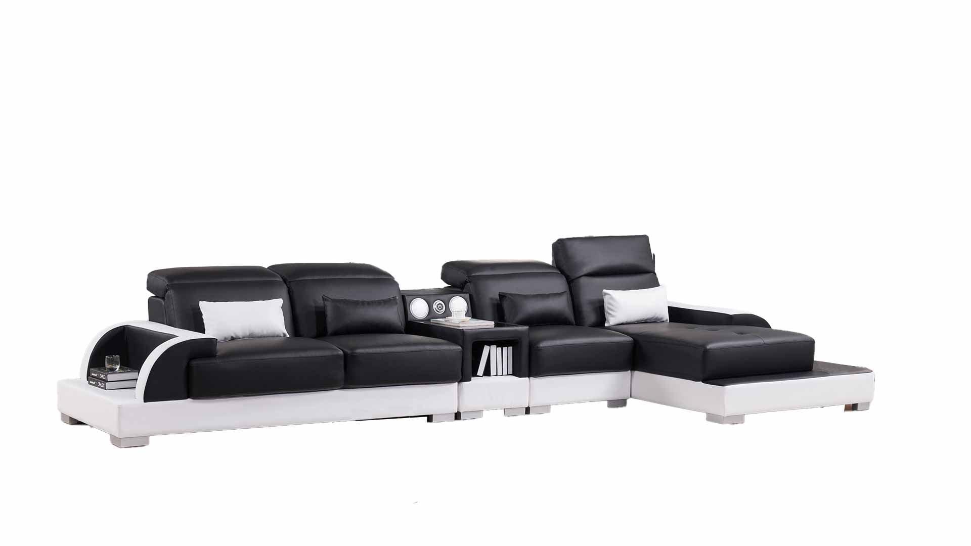 American Eagle AE-LD812L-BK.W Black/White Multi-Color Faux Leather Sectional Set