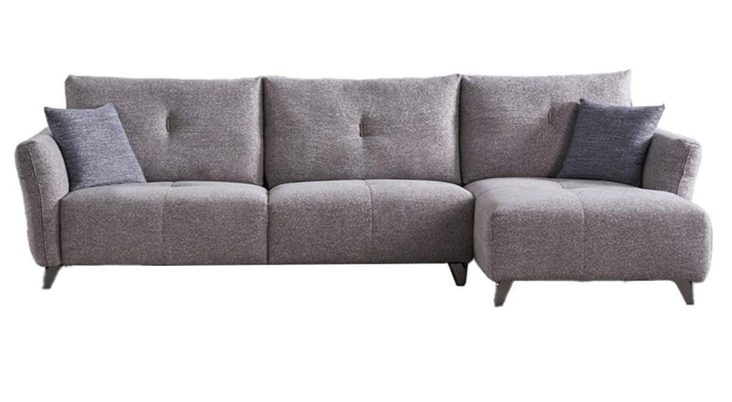 Modern Gray Fabric Two-Piece Sectional Sofa with Chaise