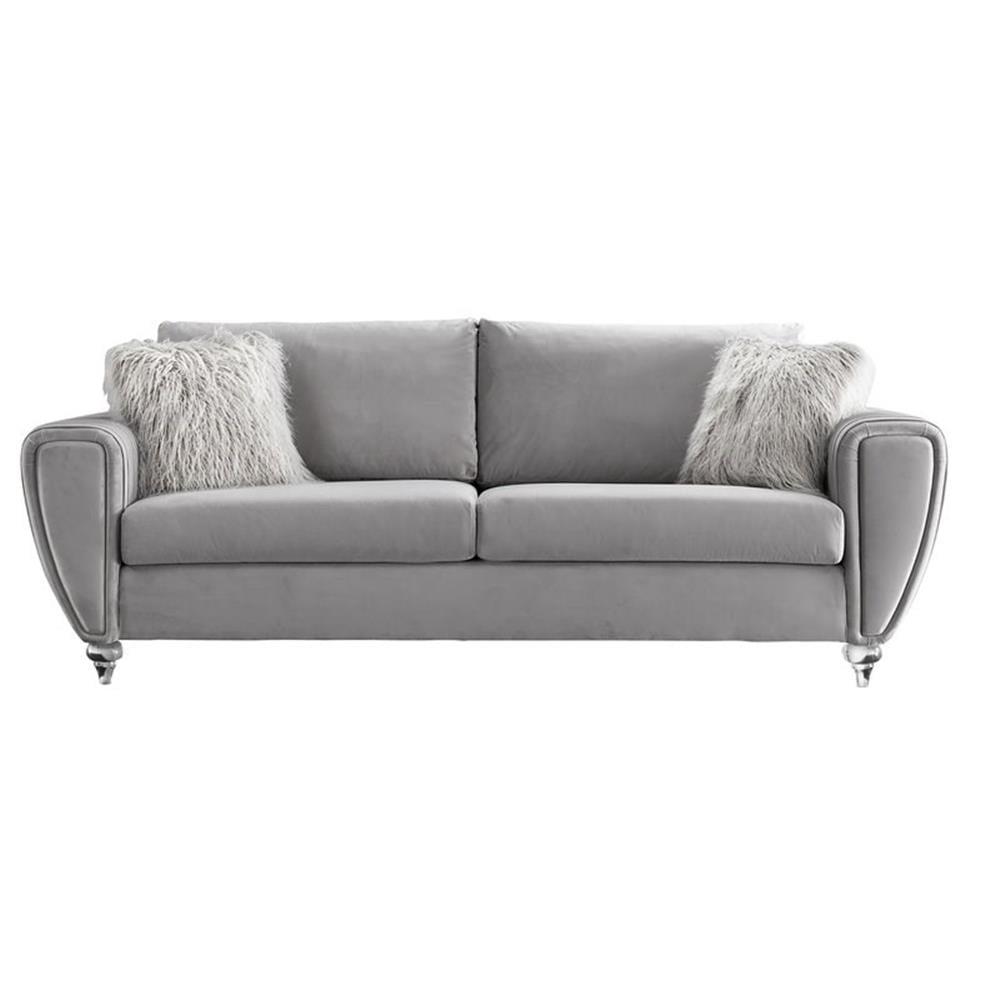 Light Gray Fabric Sofa with Modern Glam Design