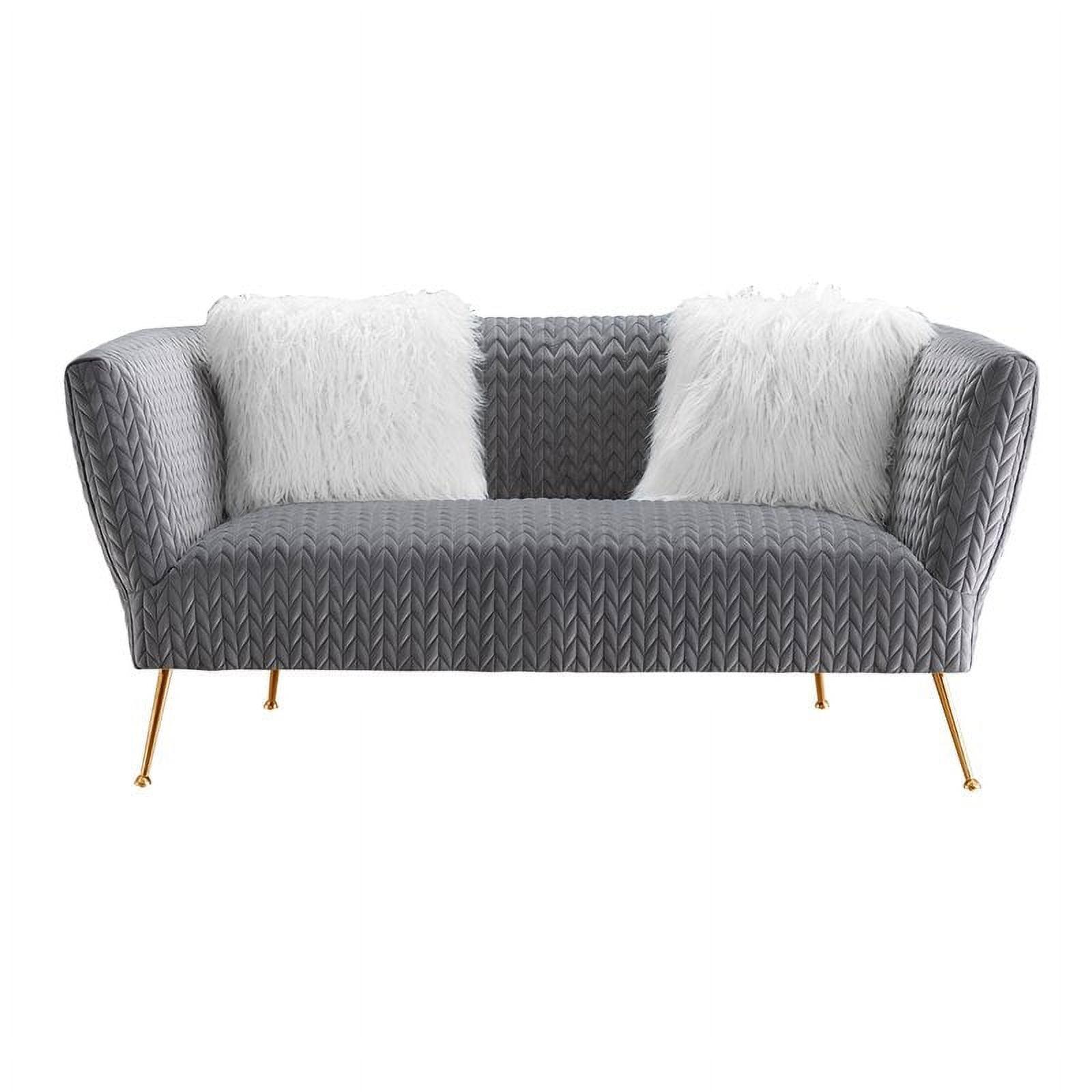 Gray Tufted Velvet Loveseat with Pillow-top Arms