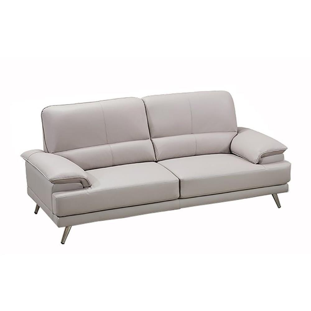 Gray Top Grain Leather Sofa with Pillow-top Arms