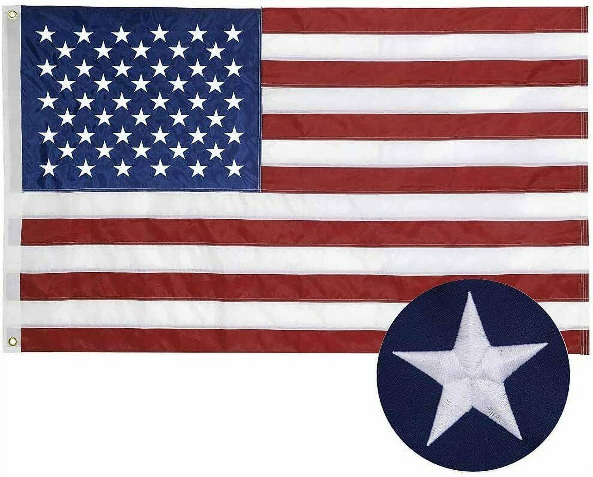 Heavy Duty 3x5 Ft American Flag with Embroidered Stars and Brass Grommets