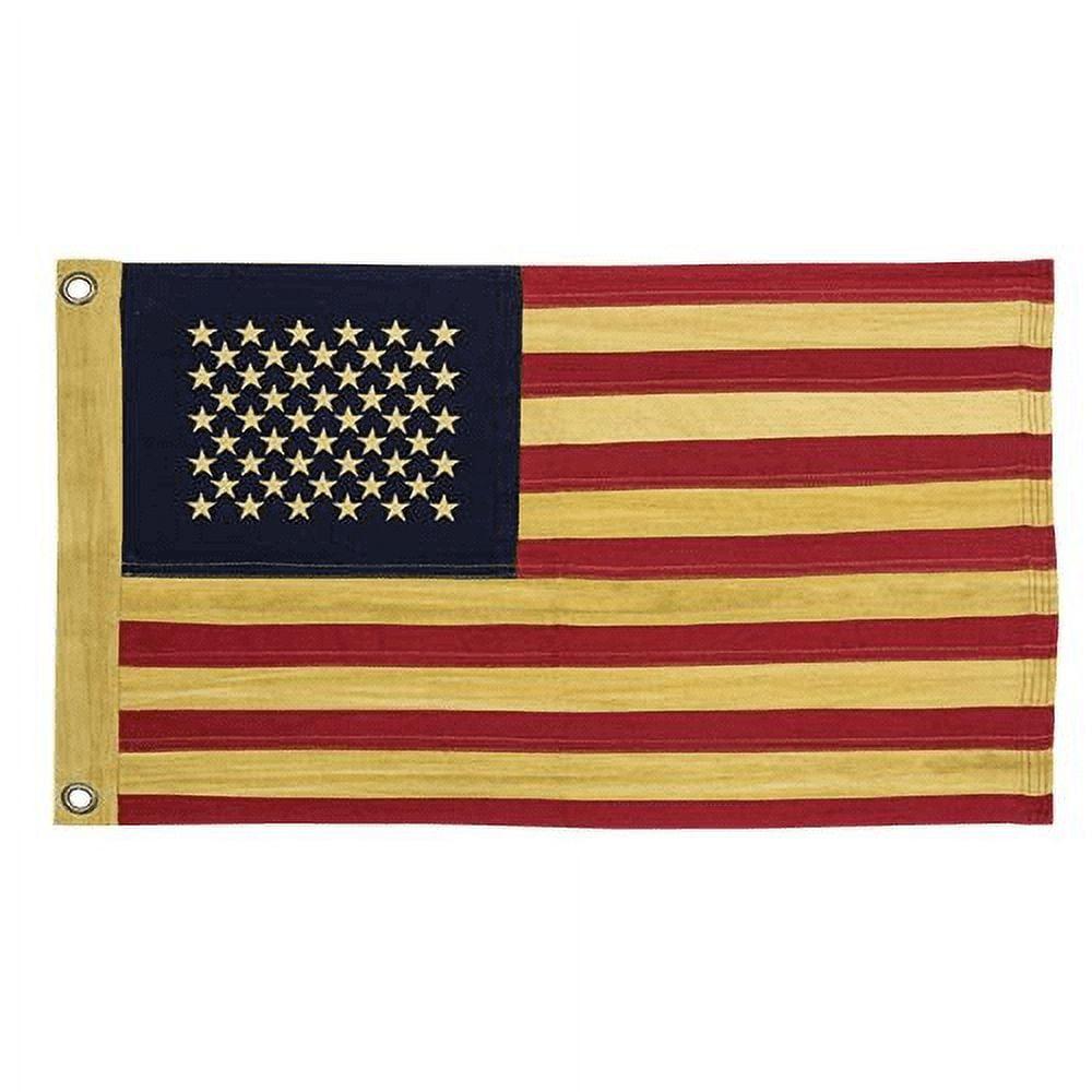 Aged Cotton American Flag with Embroidered Stars, 28"