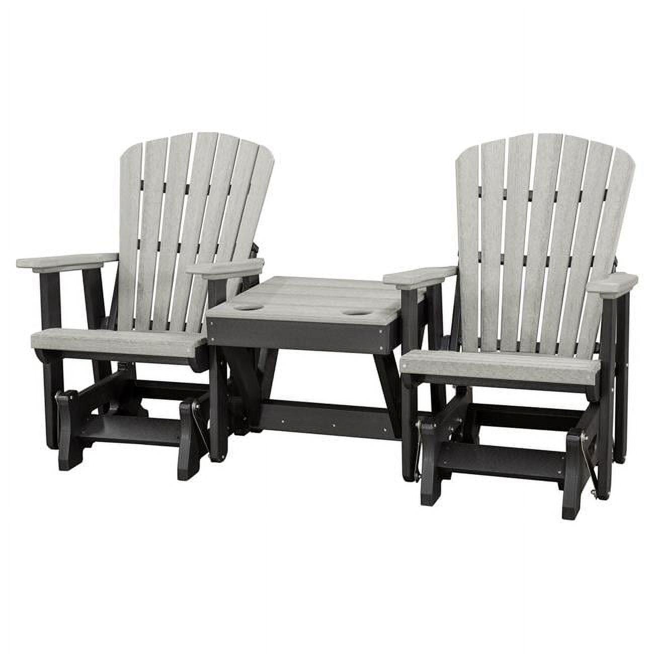Double Glider With Center Table In Birchwood High Density Polyethylene With A Tudor Base, Made In The USA