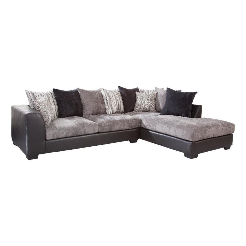 Black and Charcoal Two-Piece Faux Leather Sectional Sofa