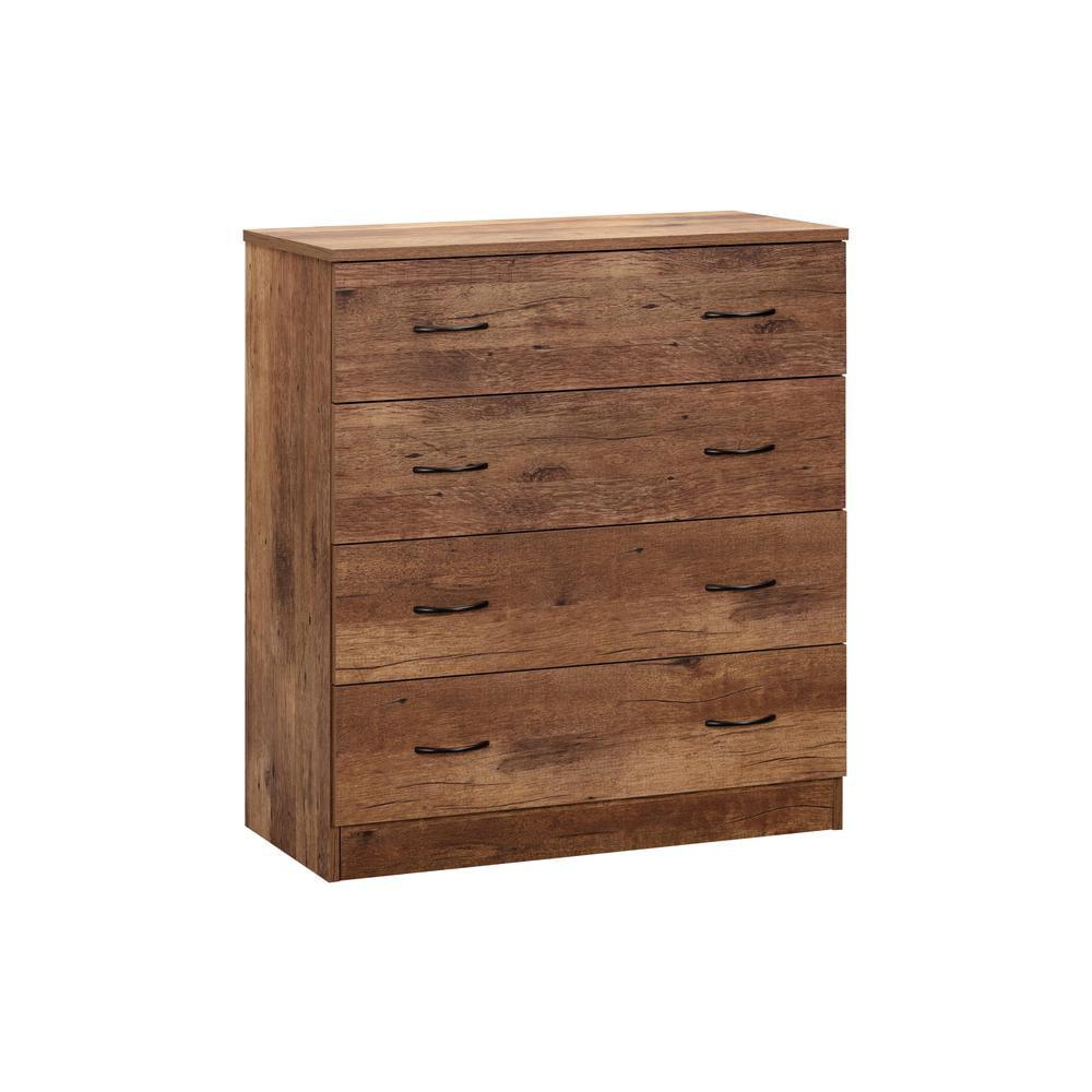 Mountain Oak Four Drawer Chest with Black Pulls