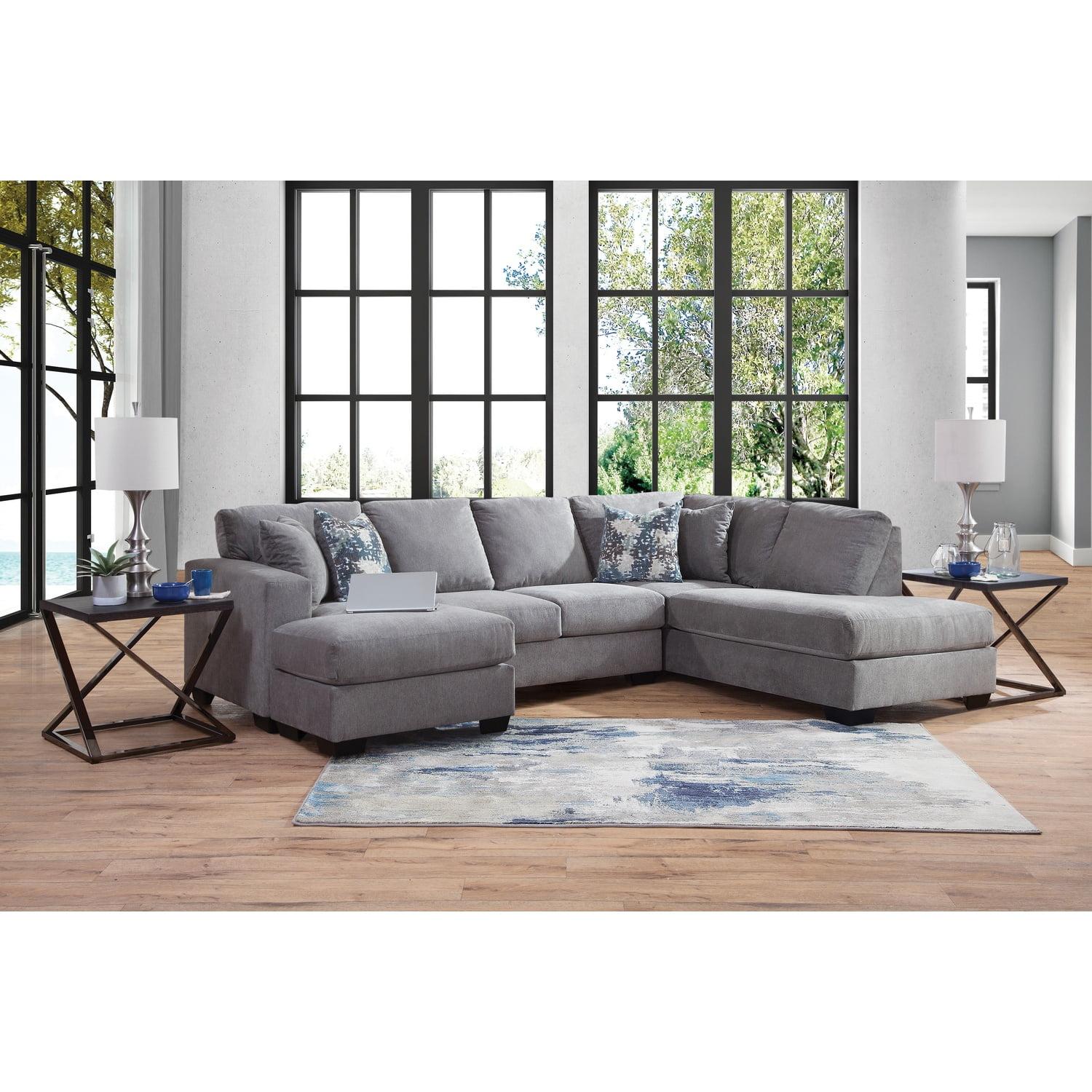 American Furniture Classics Graphite U Shaped Sectional with 4 Throw Pillows