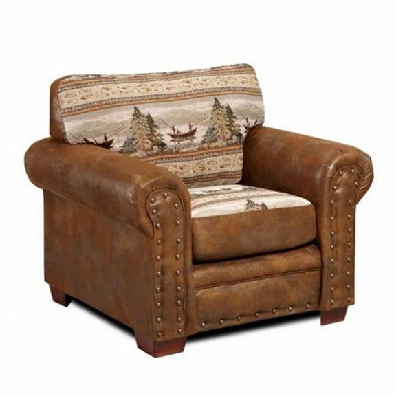 American Furniture Classics Microfiber Alpine Lodge Arm Chair in Brown