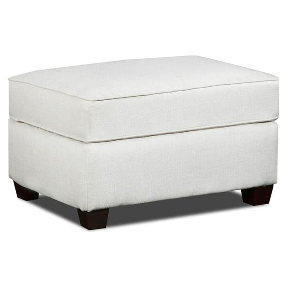 Relay Linen White Oversized Ottoman with Solid Wood Frame