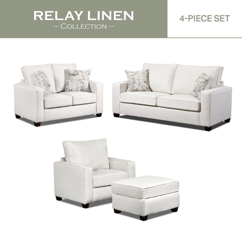 Relay Linen 4 - Piece Living Room Set