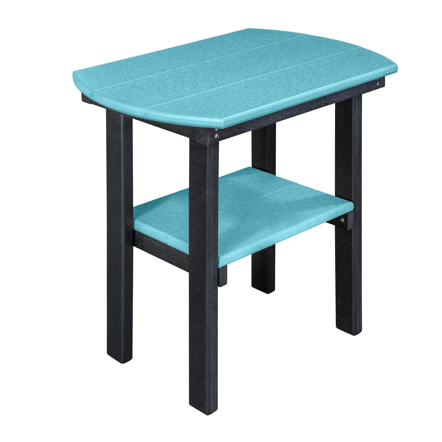 Aruba Blue & Black Oval Poly End Table with Shelf