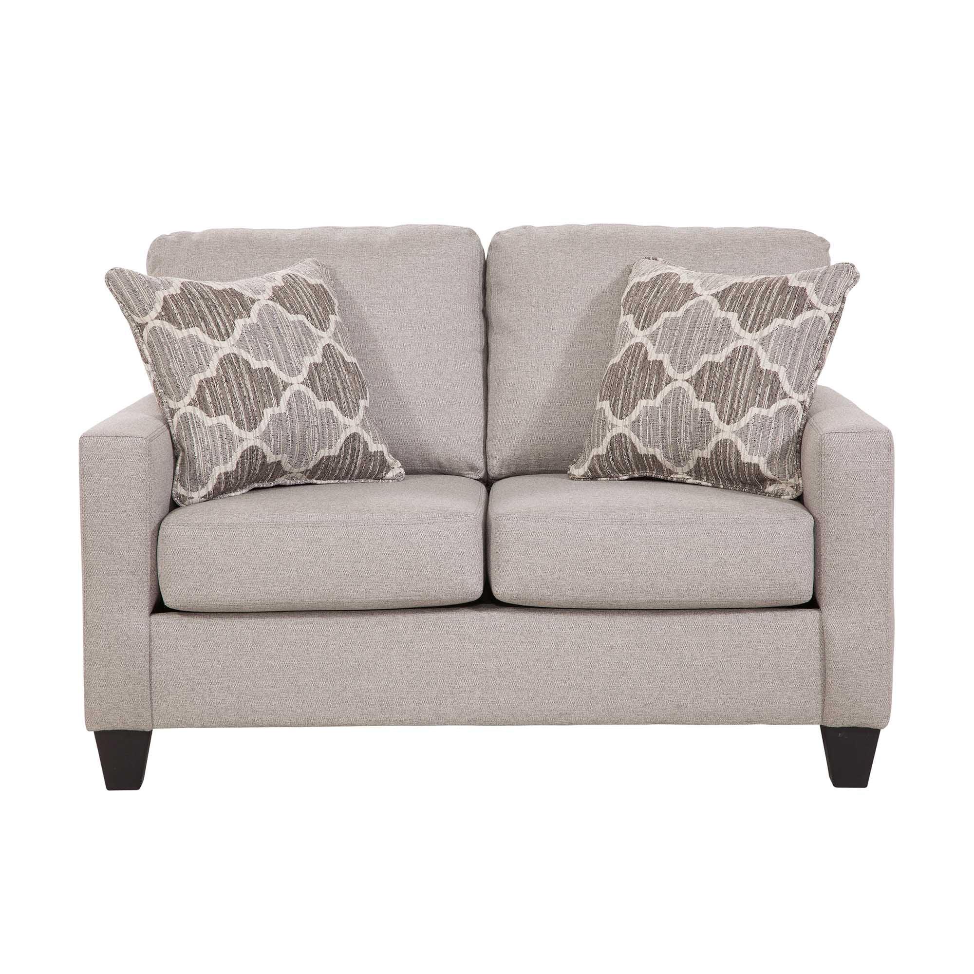 Urban Loft Gray Linen Track Arm Loveseat with Pillows