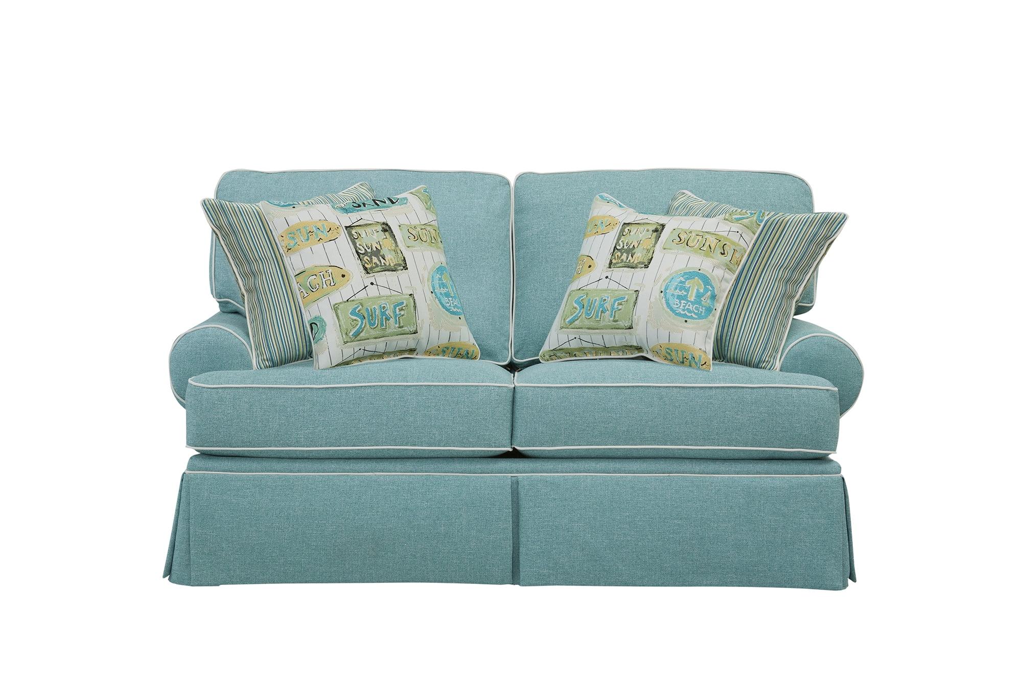 American Furniture Classics Model 8-020-S275A Coastal Aqua Series Loveseat with Four Accent Pillows