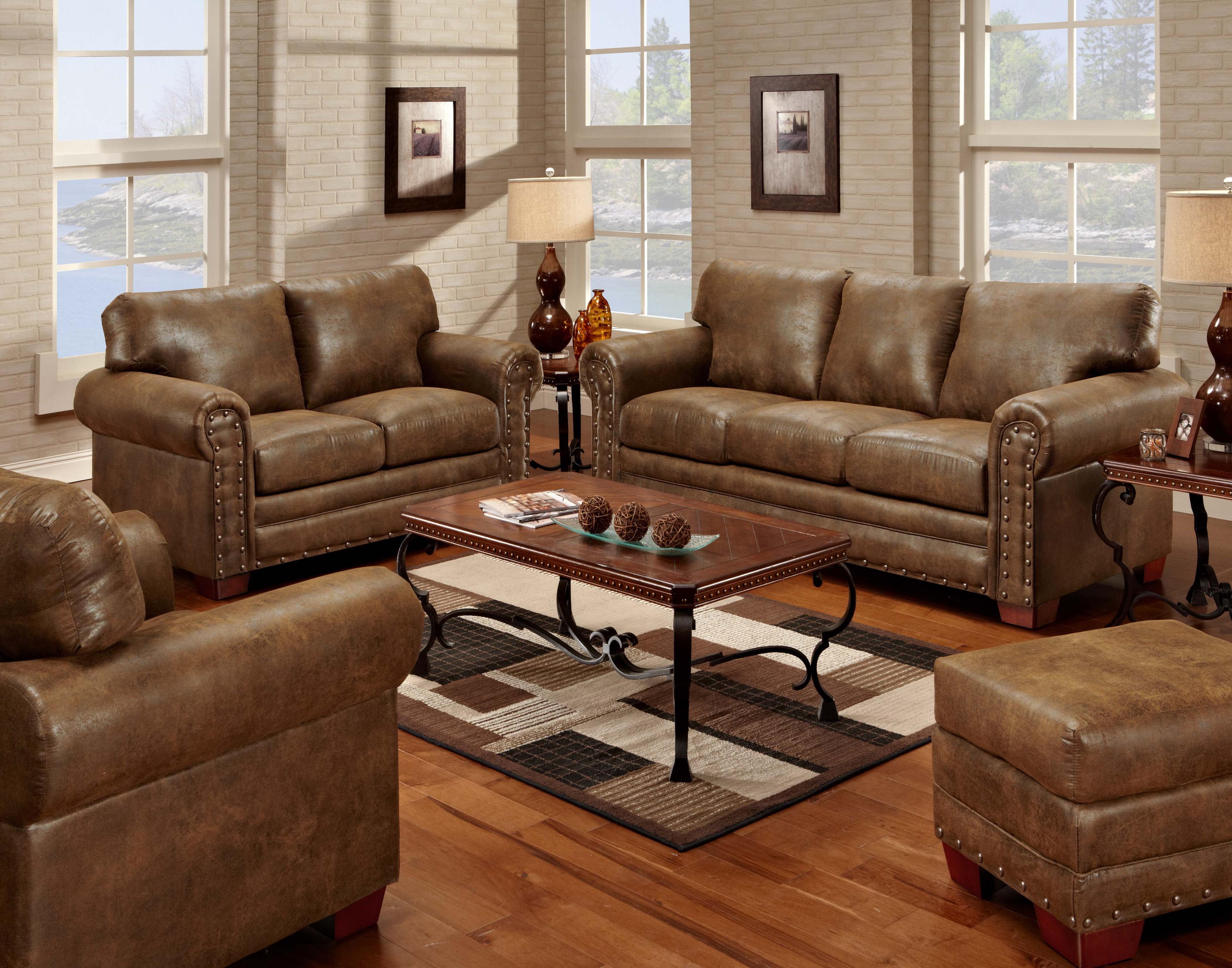 Buckskin Brown Microfiber Nailhead Sleeper Sofa