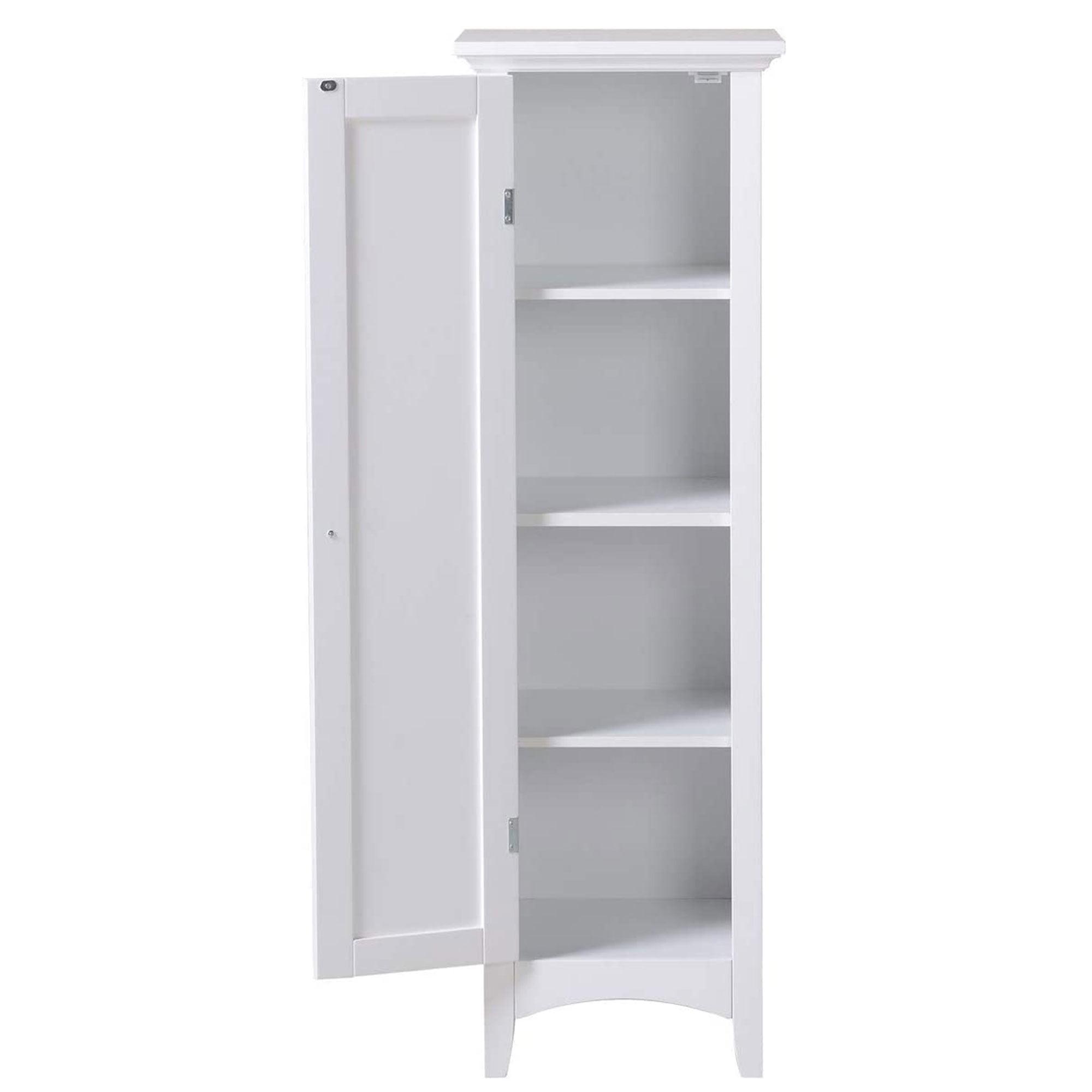 White Raised Panel One Door Kitchen Pantry Cabinet