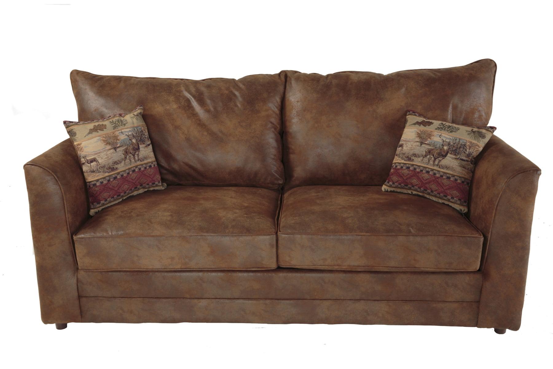 Palomino Brown Faux Leather Queen Sleeper Sofa