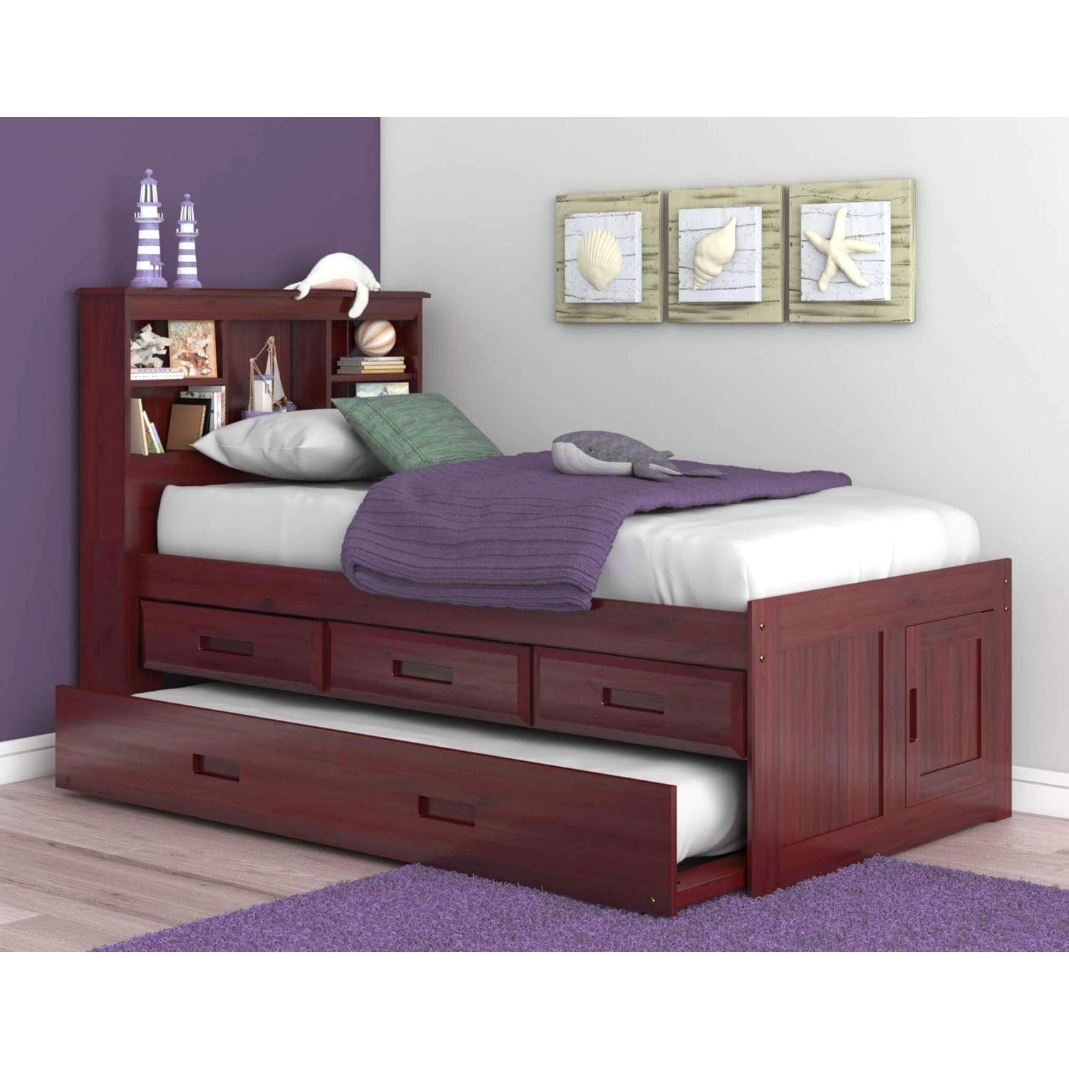 American Furniture Classics Twin Captains Bookcase Bed with 3 drawers and a Twin Sized Trundle