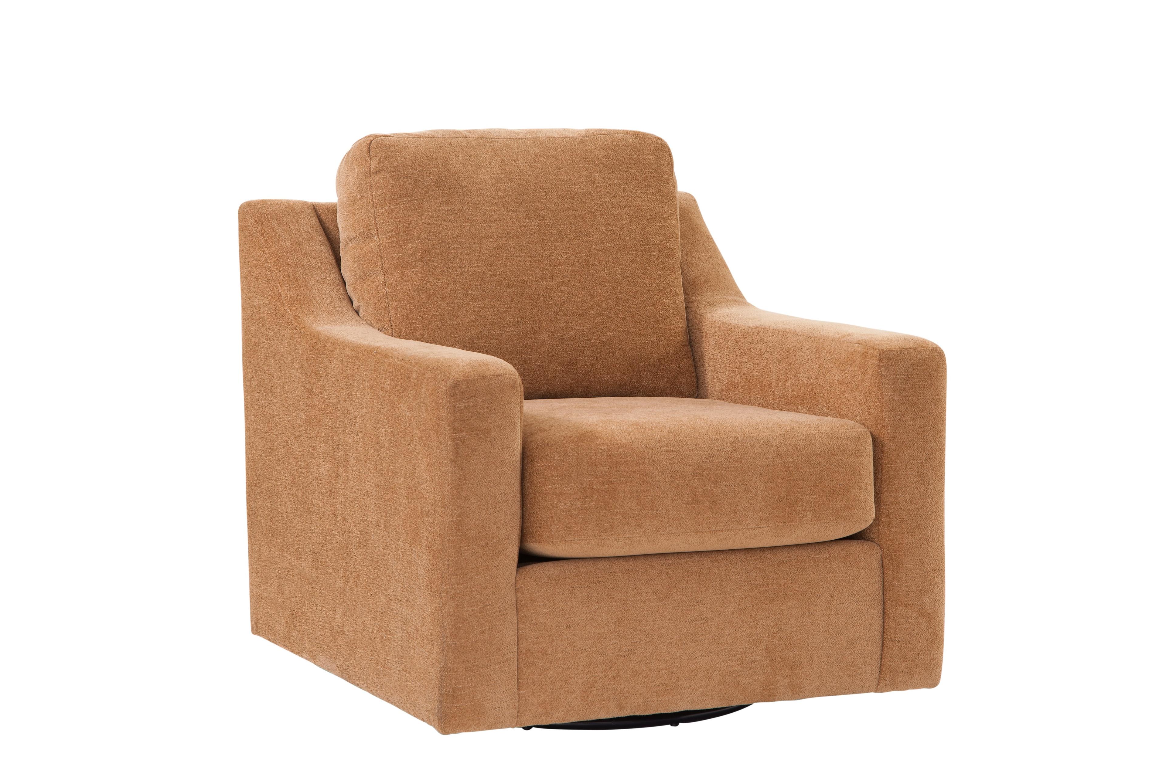 Marigold Chenille Swivel Accent Chair with Wood Base