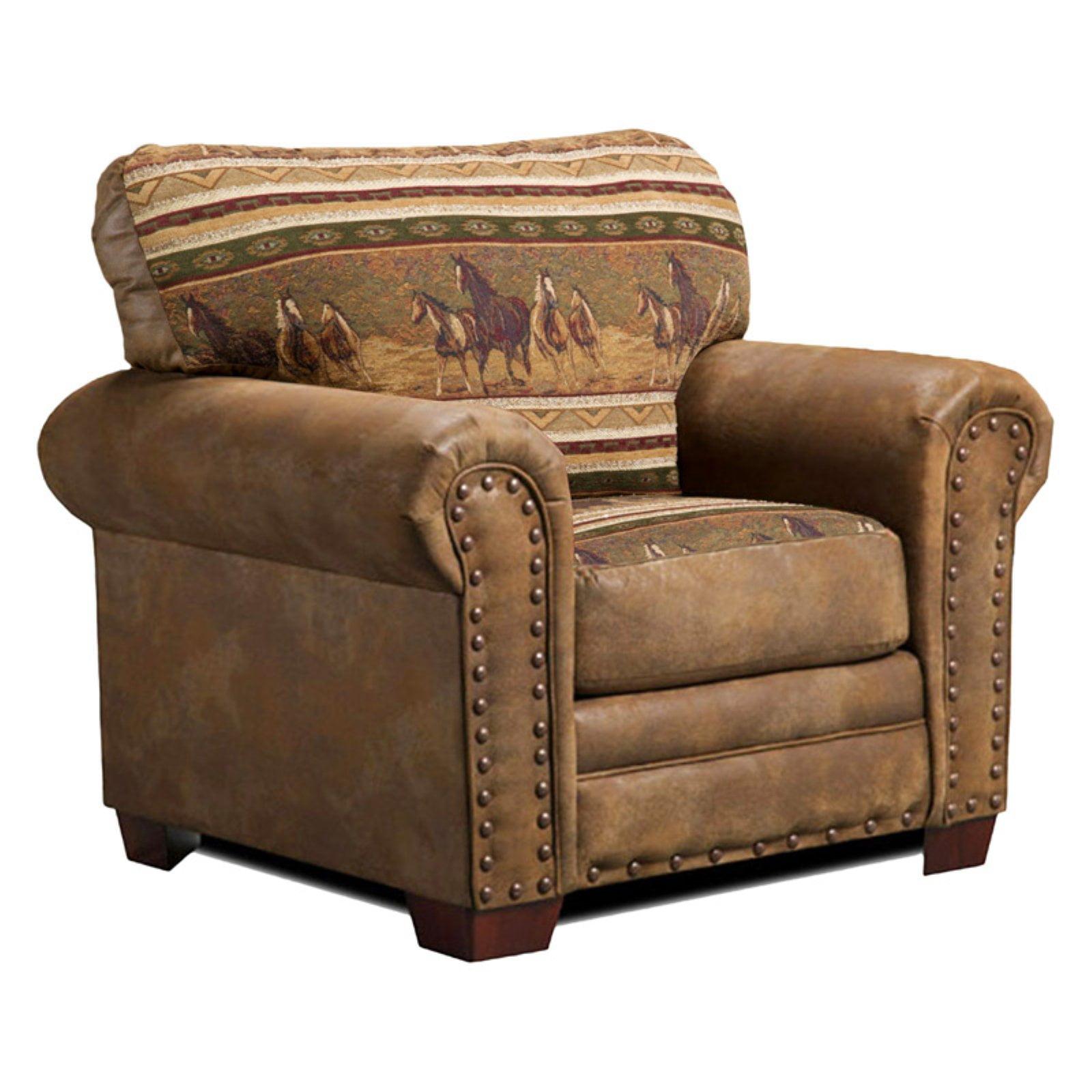 Wild Horses Brown Microfiber and Oak Accent Chair