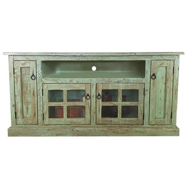 American Heartland 30866RBW 68 in. Rustic TV Stand with 2 Flat Panel Doors, Rustic Barnwood