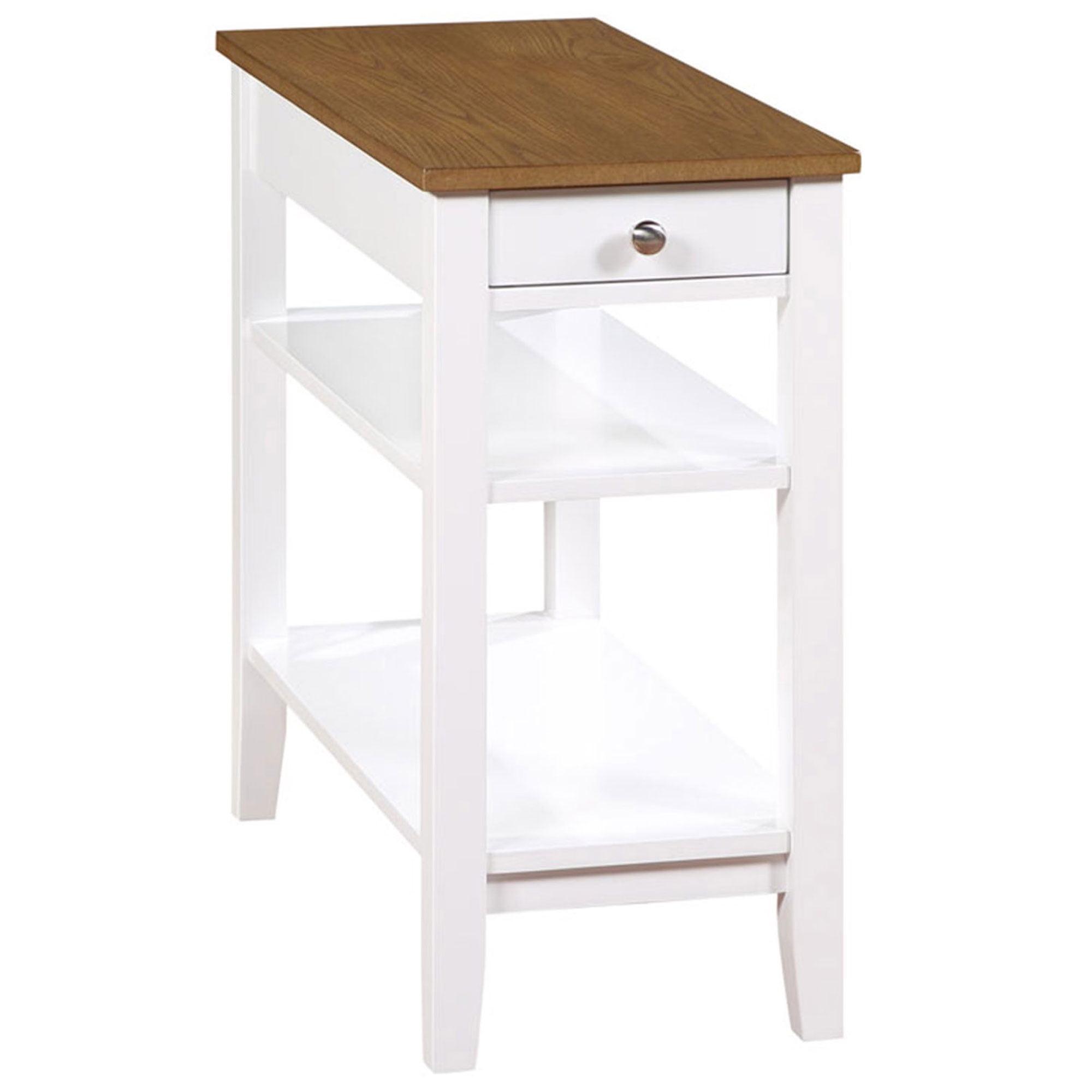 American Heritage 24" Driftwood & White Wood Metal Chairside End Table with Charging Station