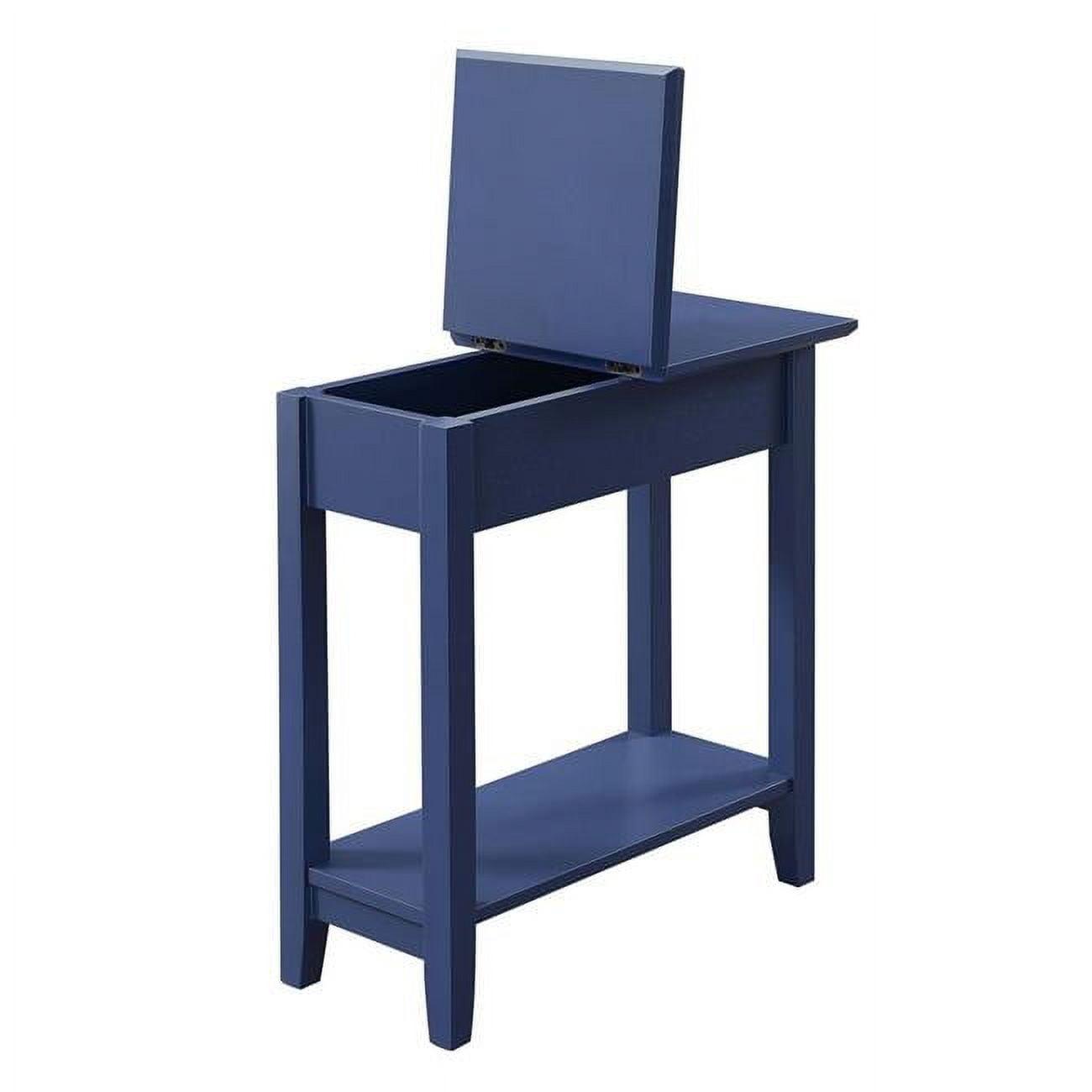 Cobalt Blue Classic Rectangular Flip Top End Table with Storage