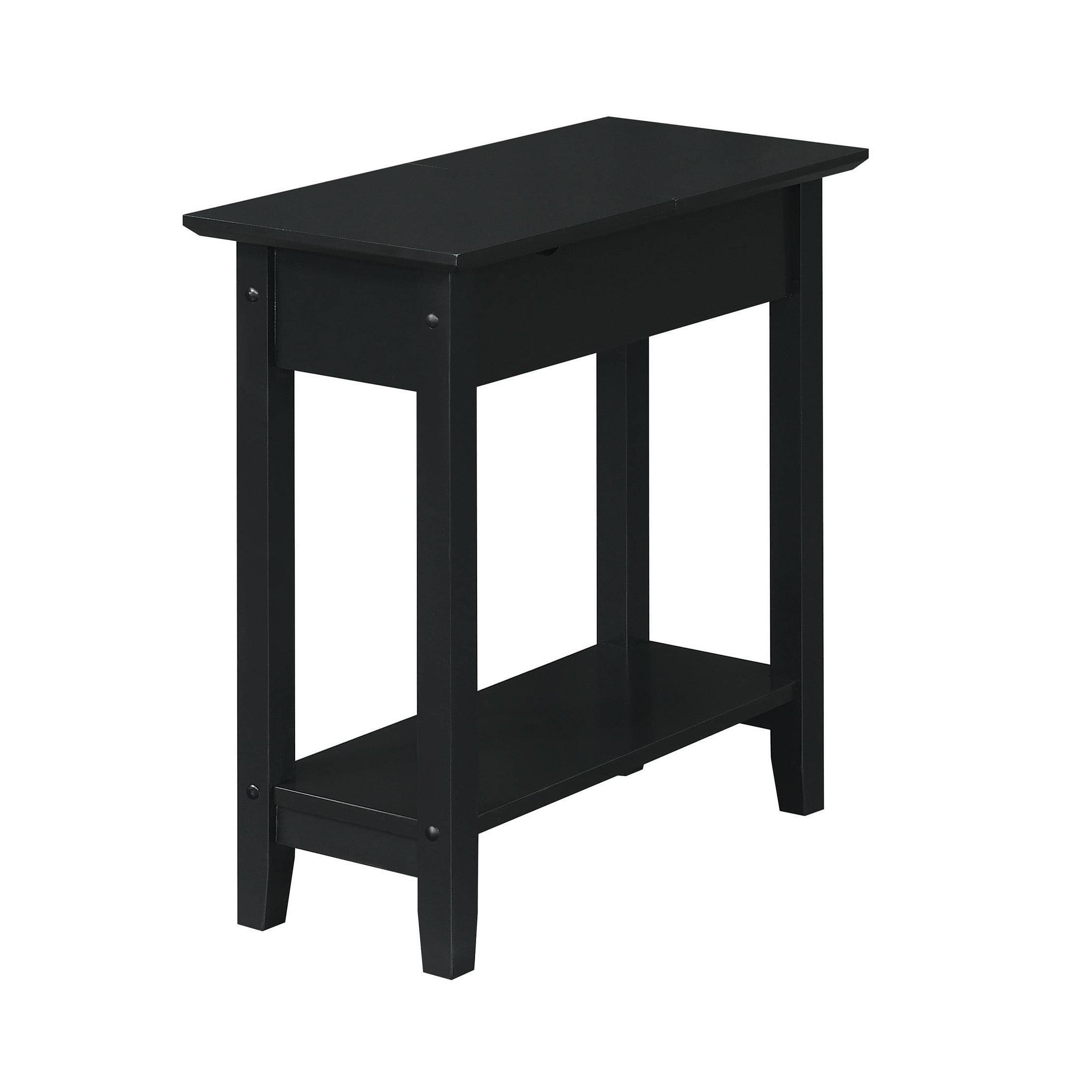 American Heritage Black Flip Top End Table with USB Charging